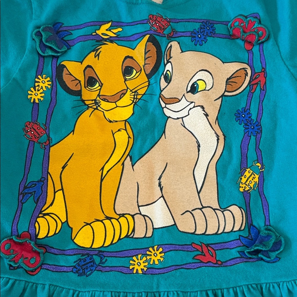 Vintage Disney kids Clothing The Lion King 90s Disney Store Dress Top Medium - Picture 2 of 8